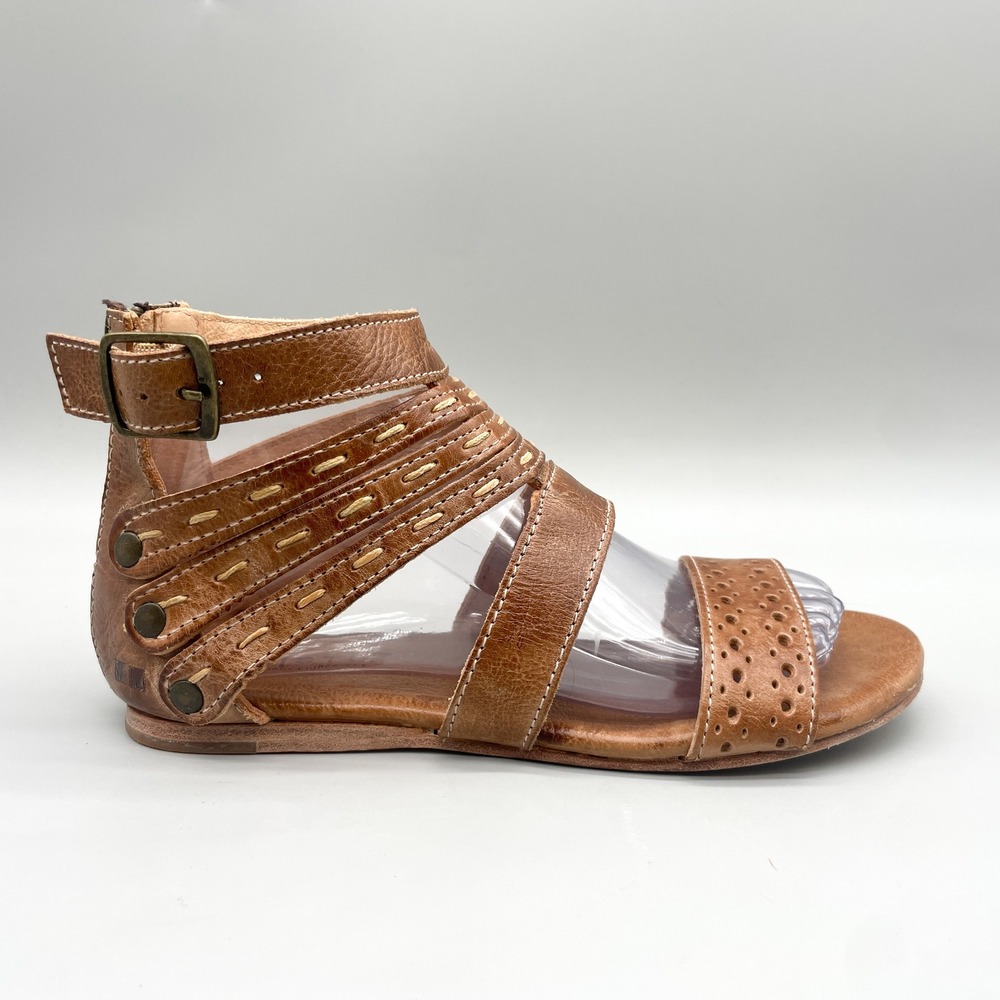 Bed Stu Womens 7 Artemis Gladiator Sandals Tan Leather Flat Boho Rustic Coastal